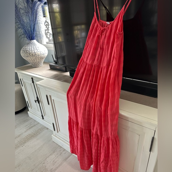 ❤️ NWT Old Navy Women's Tiered Tie-Front Maxi Swing Sundress Dress Red Lory SZ L - Picture 6 of 16